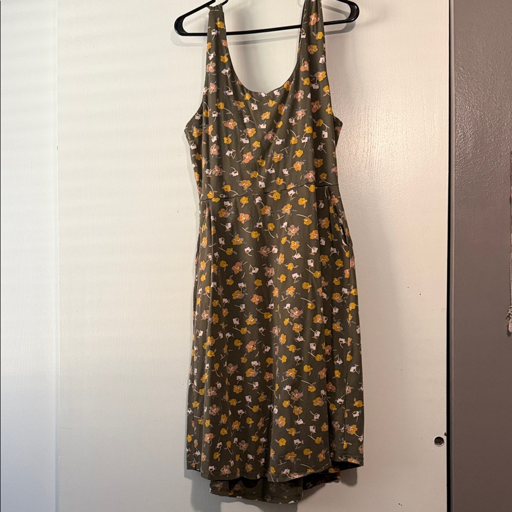 Pact Floral Midi Dress - Olive and Mustard